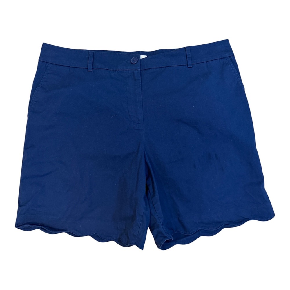 Talbots Shorts Blue 16 Women Scalloped Hem Cotton Blend Chino